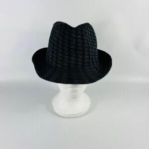 Fedora Hat Acrylic/Polyester/Wool Gray Black Patterned